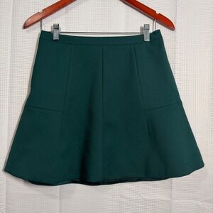 J.Crew A-Line Mini Skirt 2 Dark Green Structured Stretch Style 03394
